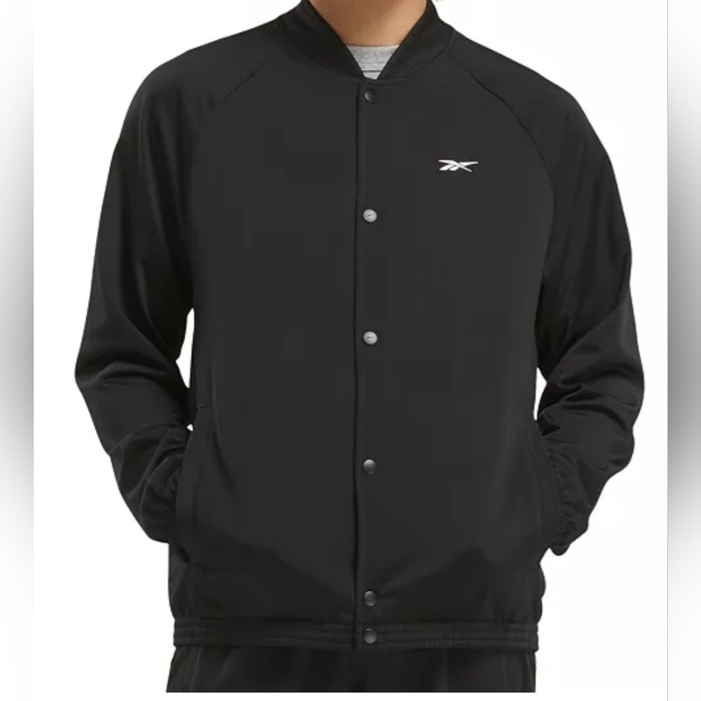 Reebok BB‎ Gold Snap Long Sleeved BlackJacket w/ElasticSleeve Cuffs Size M-L -XL